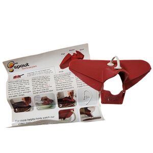 Spout Red Silicone Clip‑On Pour Spout & Strainer for Bowls & Pans